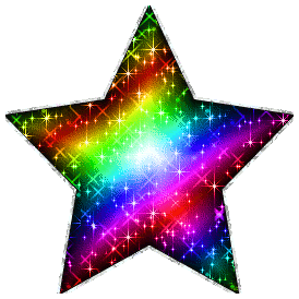 Large Rainbow Glitter Star With Silver Outline Glitter Graphic