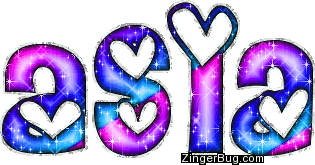 Asia Pink And Blue Glitter Name Glitter Graphic, Greeting, Comment ...