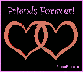 Friends Forever Linked Hearts 3D Graphic Glitter Graphic, Greeting
