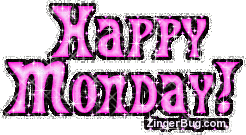 Happy Monday Pink Glitter Text Glitter Graphic Comment
