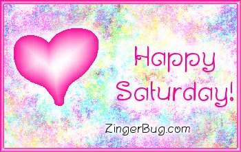 Happy Saturday Pink Plaque Glitter Graphic, Greeting, Comment, Meme or GIF
