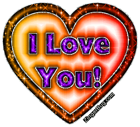 I Love You Red And Orange Heart With Purple Words Glitter Graphic ...