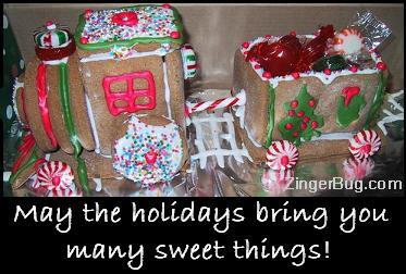 Click to get the codes for this image. Photograph of a gingerbread Train. The comment reads: May the holidays bring you many sweet things!