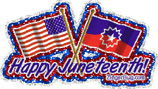 Happy Juneteenth Flags Glitter Graphic, Greeting, Comment, Meme or GIF
