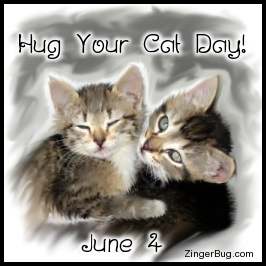 Click to get the codes for this image. Beautiful painting of 2 hugging kittens. The comment reads: Hug your Cat Day! June 4