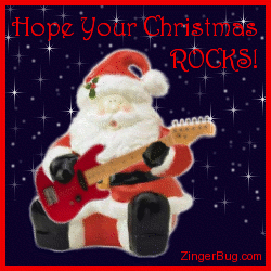 Rockin' Santa Glitter Graphic, Greeting, Comment, Meme or GIF