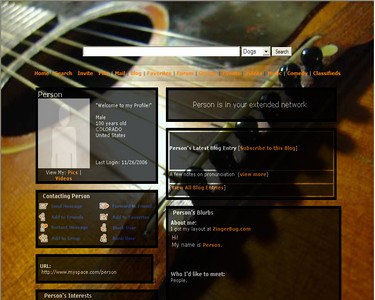 Click here to browse more music and instrument MySpace Layouts. This image is a snapshot of a layout featuring an acoustic guitar